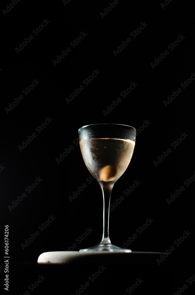 dry martini with black background dry martini with black background