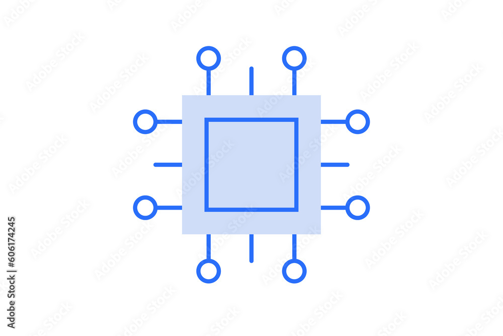 Isolated Vector electronic chip illustration in flat design style, geometric icon. Isolated Vector electronic chip illustration in flat design style, geometric icon.