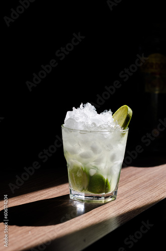 caipirinha on the table with black background
