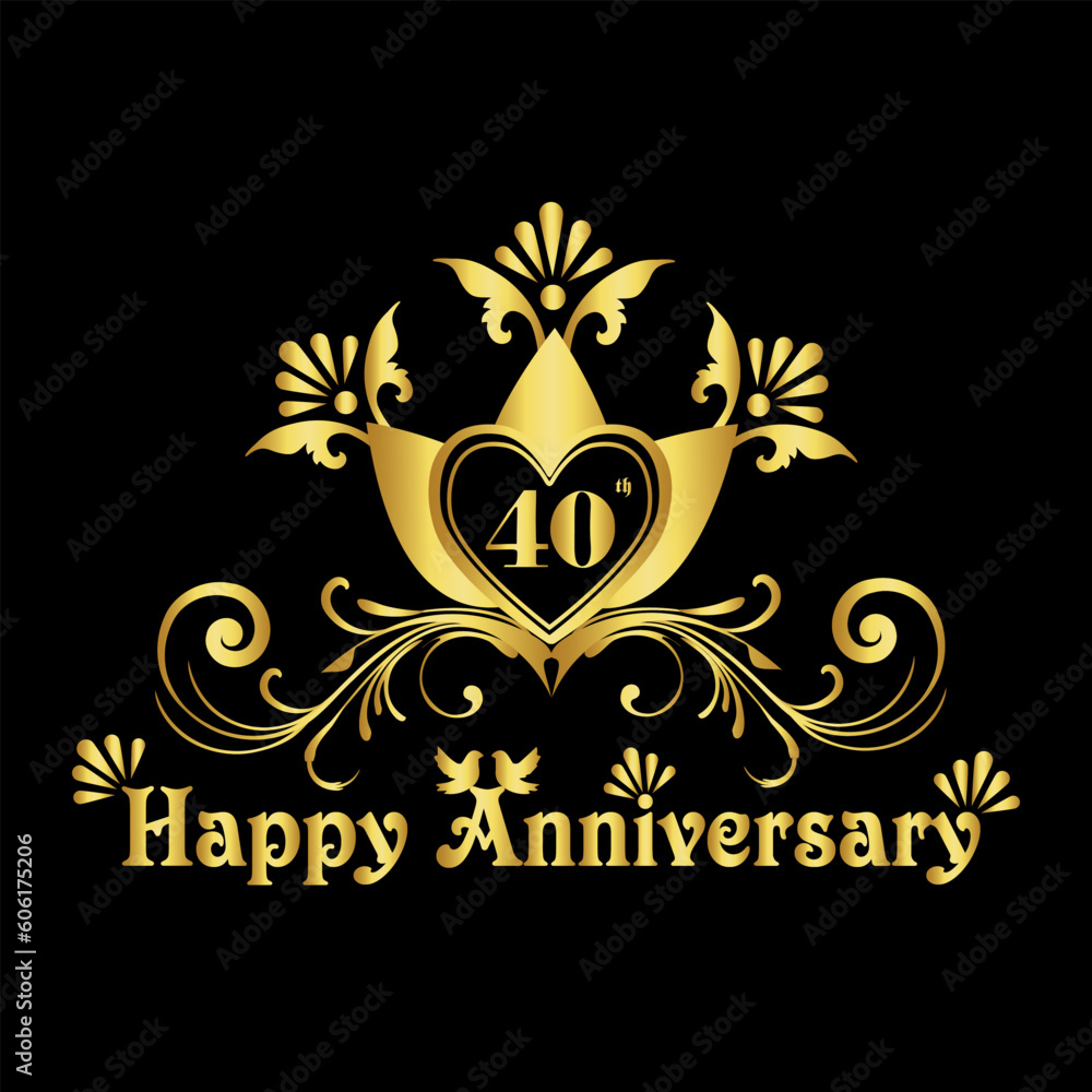 Luxurious Elegant 40th Anniversary Logo Design, 40th Anniversary Celebration, Anniversary Design Element. Luxurious Elegant 40th Anniversary Logo Design, 40th Anniversary Celebration, Anniversary Design Element.