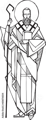 Hand drawn illustration of Saint Basil.