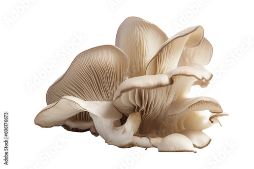 Closeup of Oyster Mushrooms isolated on transparent background. Generative AI photo