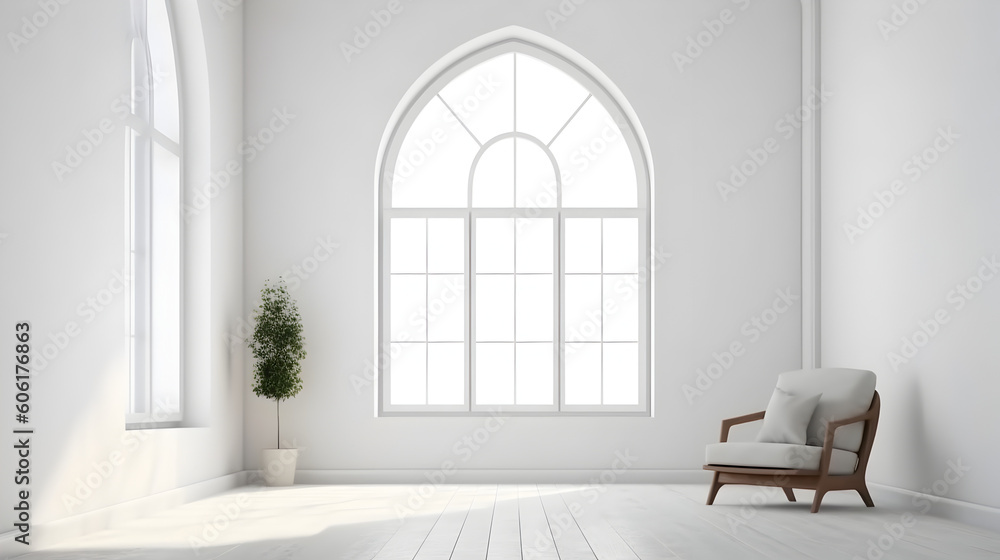 Minimalist Interior of modern interior desige 3D rendering, generative ai