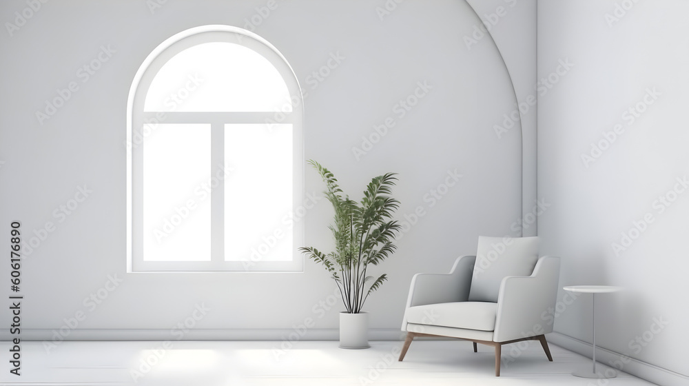 Minimalist Interior of modern interior desige 3D rendering, generative ai Minimalist Interior of modern interior desige 3D rendering, generative ai