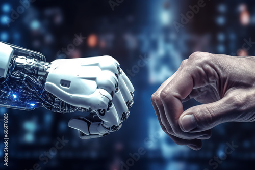 Human vs robot illustration Generative AI