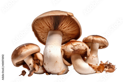 Closeup of Porchini Mushrooms isolated on transparent background. Generative AI photo