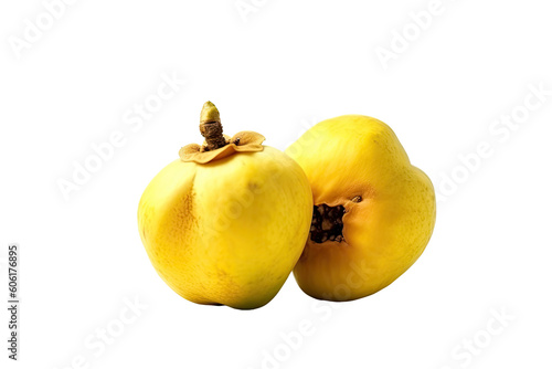 Closeup of Quince isolated on transparent background. Generative AI