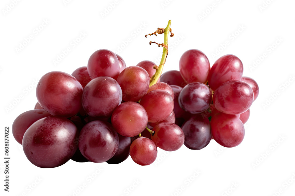 Closeup of Red Grapes isolated on transparent background. Generative AI
