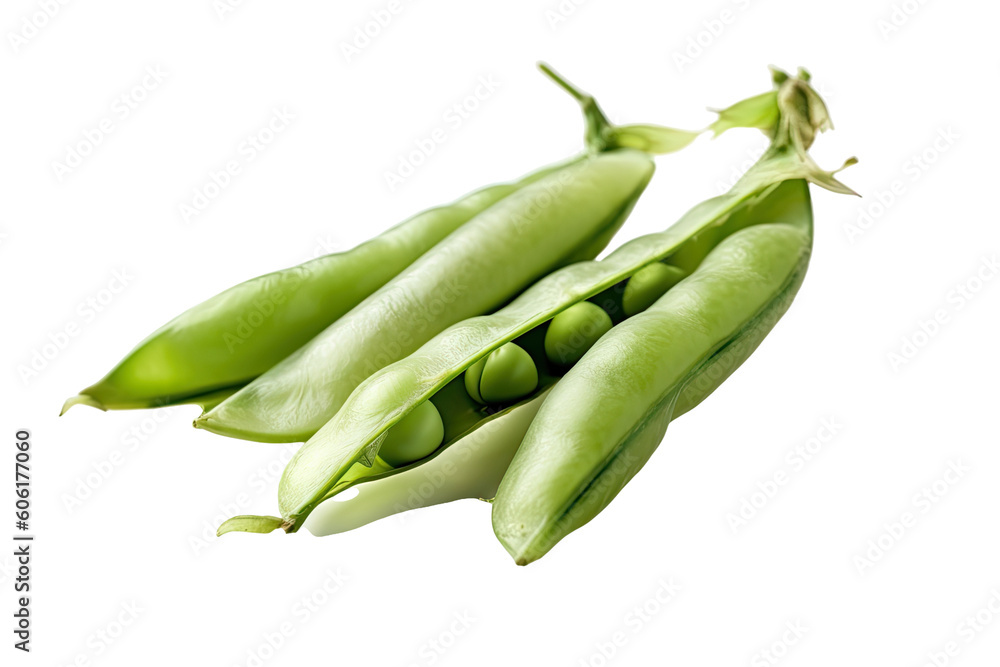 Closeup of Snow Peas isolated on transparent background. Generative AI Closeup of Snow Peas isolated on transparent background. Generative AI