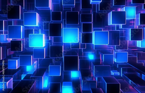 Abstract blue background made with AI generative technology