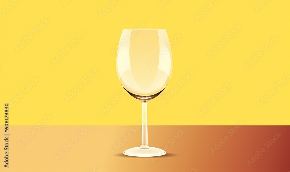 a glass of wine sitting on top of a table next to a yellow wall and a red and yellow wall with a red and yellow stripe. generative ai a glass of wine sitting on top of a table next to a yellow wall and a red and yellow wall with a red and yellow stripe. generative ai