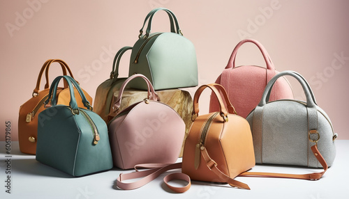 Fashionable leather shoulder bag with elegant buckle generated by AI