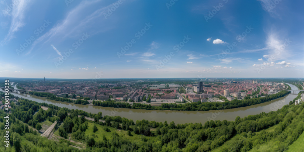 Offenbach am Main - Rumpenheim. great panorama from above. AI