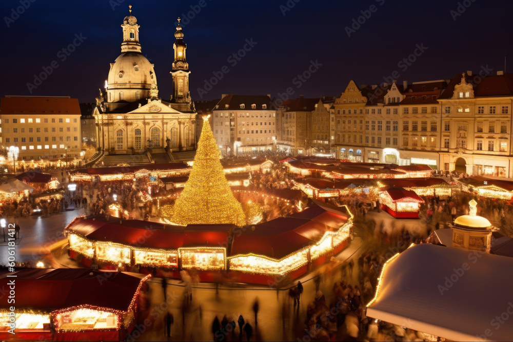 Obraz premium Weihnachtsmarkt in Dresden. AI