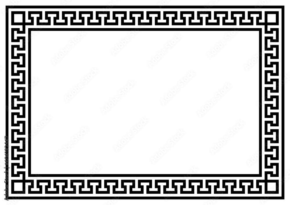 Greek frame ornaments, meanders. Square meander border from a repeated Greek motif Vector illustration Greek frame ornaments, meanders. Square meander border from a repeated Greek motif Vector illustration