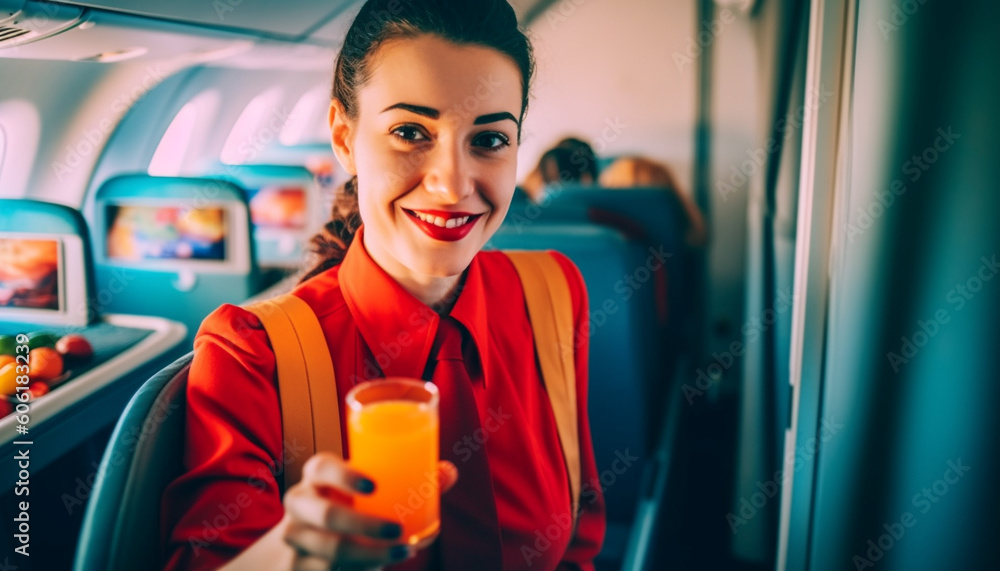 Young woman enjoying business travel with confidence generated by AI Young woman enjoying business travel with confidence generated by AI