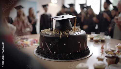 Gourmet chocolate wedding cake decoration for celebration generated by AI