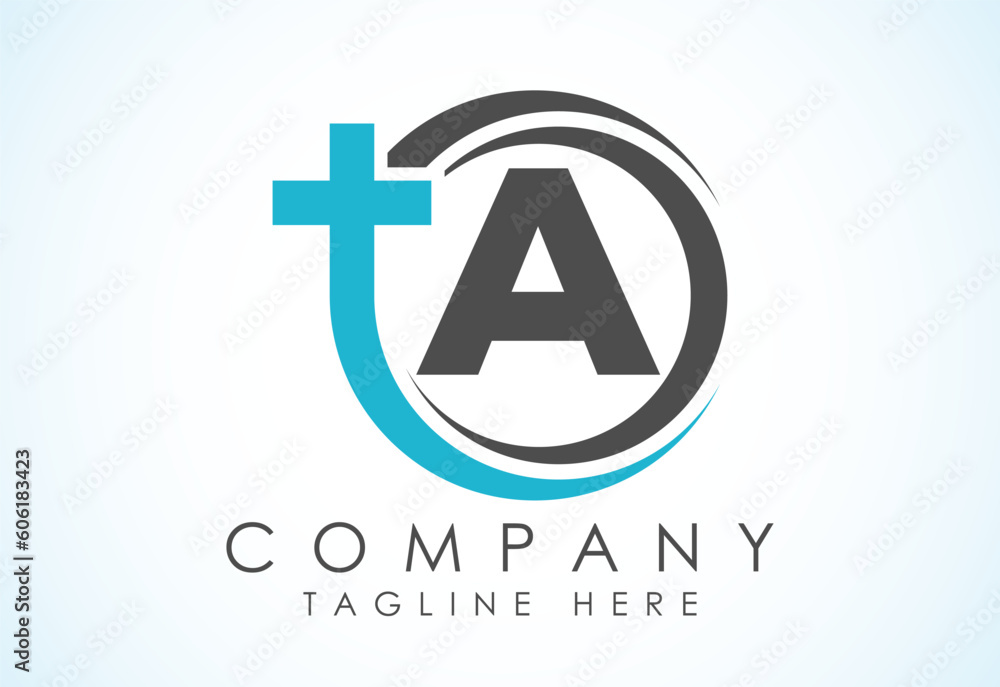 English alphabet A with church logo sign. Christian sign symbols. The cross of Jesus logo for christian church English alphabet A with church logo sign. Christian sign symbols. The cross of Jesus logo for christian church