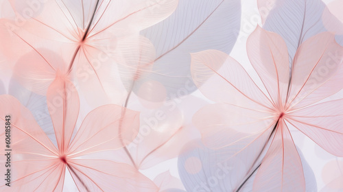 Graceful delicate flowers in pastel shades  veil transparent texture. Generative AI gentle background