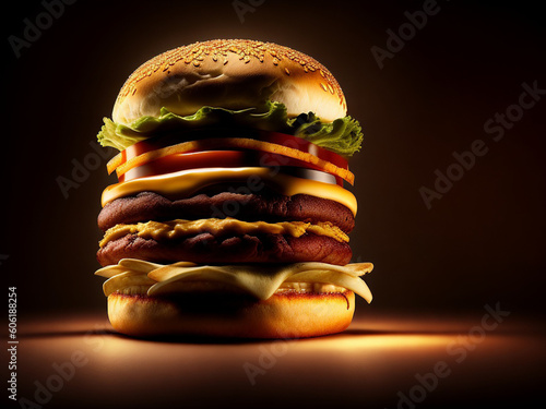 burger black background,Generative AI