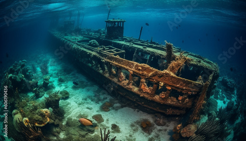 Exploring shipwreck reveals stunning sea life landscape generated by AI © Jeronimo Ramos
