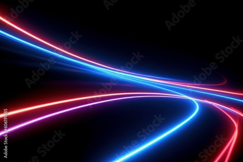 Spectrum neon lights abstract background. Futuristic curves. AI generated, human enhanced