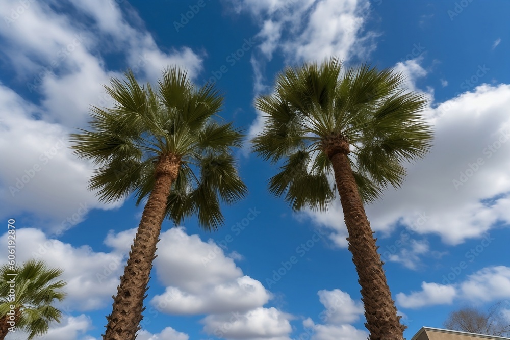 Fototapeta premium Palm trees against blue sky