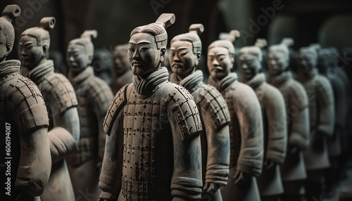 Terracotta soldiers in a row, ancient Chinese history generated by AI