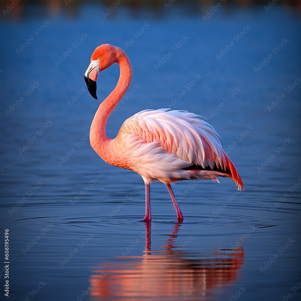 Elegant Flamingo in a Graceful Pose by the Water