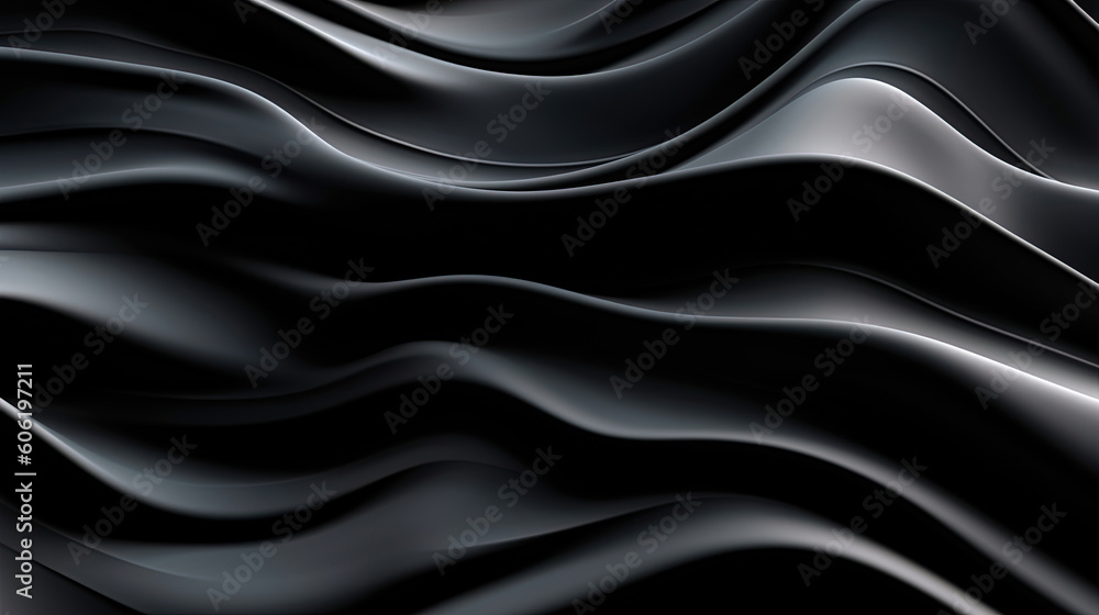Abstract wavy black metallic 3D background Abstract wavy black metallic 3D background