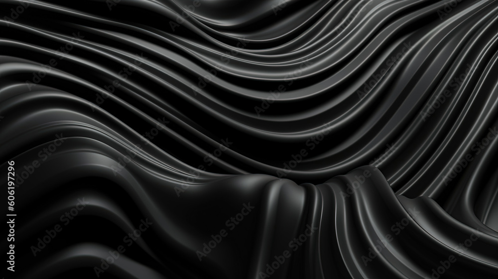 Fototapeta premium Abstract wavy black metallic 3D background