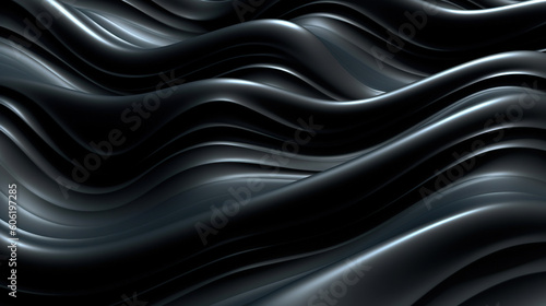 Abstract wavy black metallic 3D background