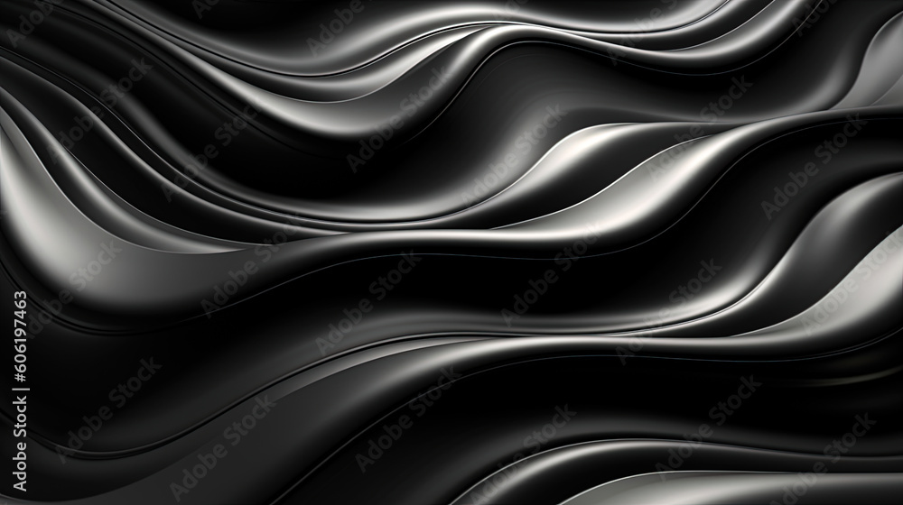 Abstract wavy black metallic 3D background Abstract wavy black metallic 3D background