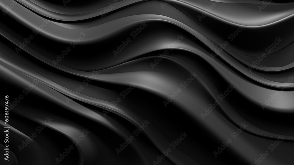 Obraz premium Abstract wavy black metallic 3D background