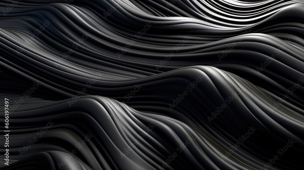 Abstract wavy black metallic 3D background Abstract wavy black metallic 3D background