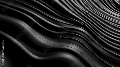 Abstract wavy black metallic 3D background