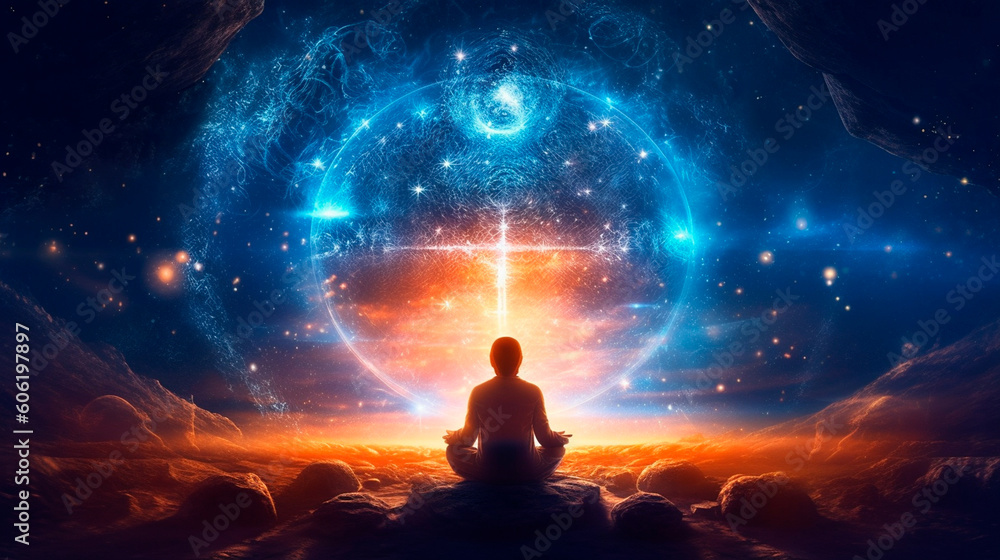 Universe, cosmos. Meditation background, chakras, prana, the mind of God and spirituality. Generative AI Universe, cosmos. Meditation background, chakras, prana, the mind of God and spirituality. Generative AI