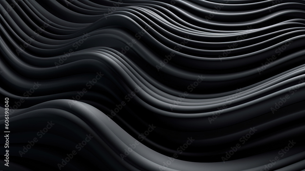 Abstract wavy black metallic 3D background Abstract wavy black metallic 3D background