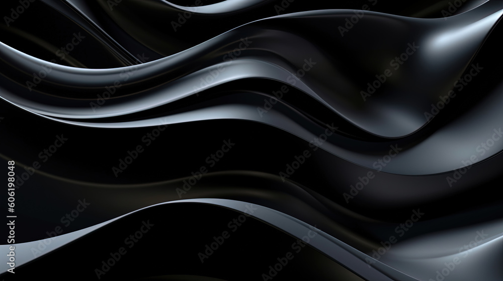 Abstract wavy black metallic 3D background Abstract wavy black metallic 3D background