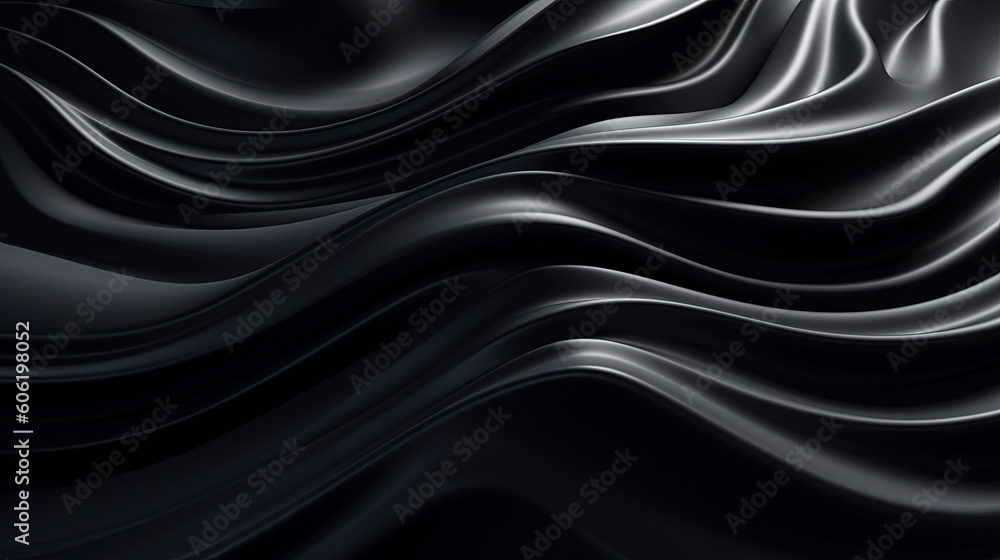 Obraz premium Abstract wavy black metallic 3D background