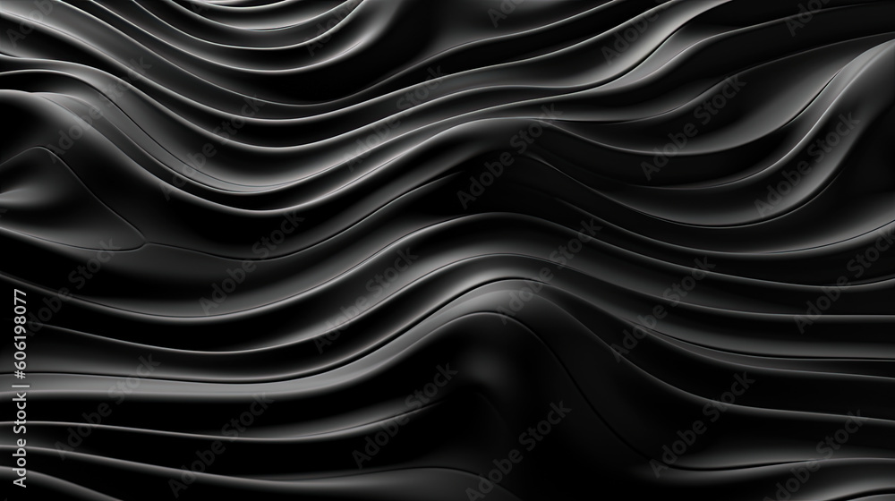 Obraz premium Abstract wavy black metallic 3D background
