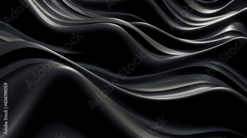 Abstract wavy black metallic 3D background