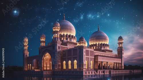 Mosque architecture building. Ramadan kareem illustration