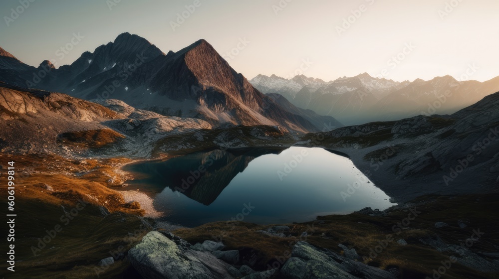 mountain lake in the Alps - amazing travel photography - made with Generative AI tools