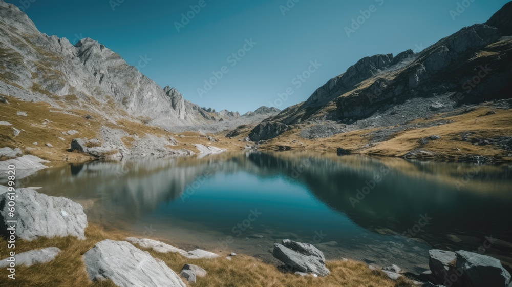 mountain lake in the Alps - amazing travel photography - made with Generative AI tools