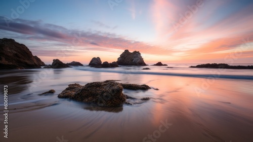 paradise cove at sunset - amazing travel photography - made with Generative AI tools