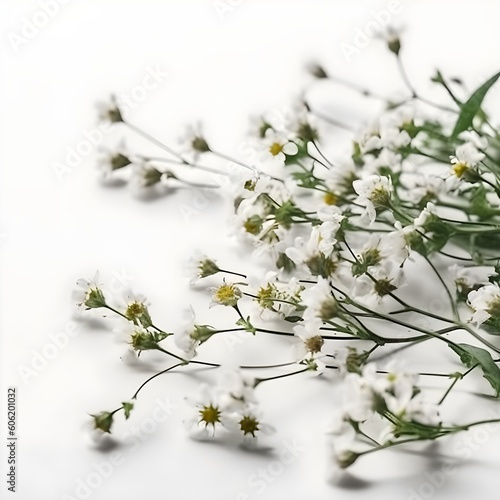 white small tiny flowers on white background