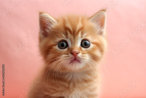 Cute ginger kitten portrait studio shot