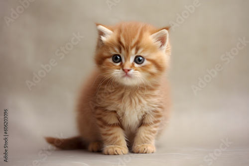 Cute ginger kitten portrait studio shot