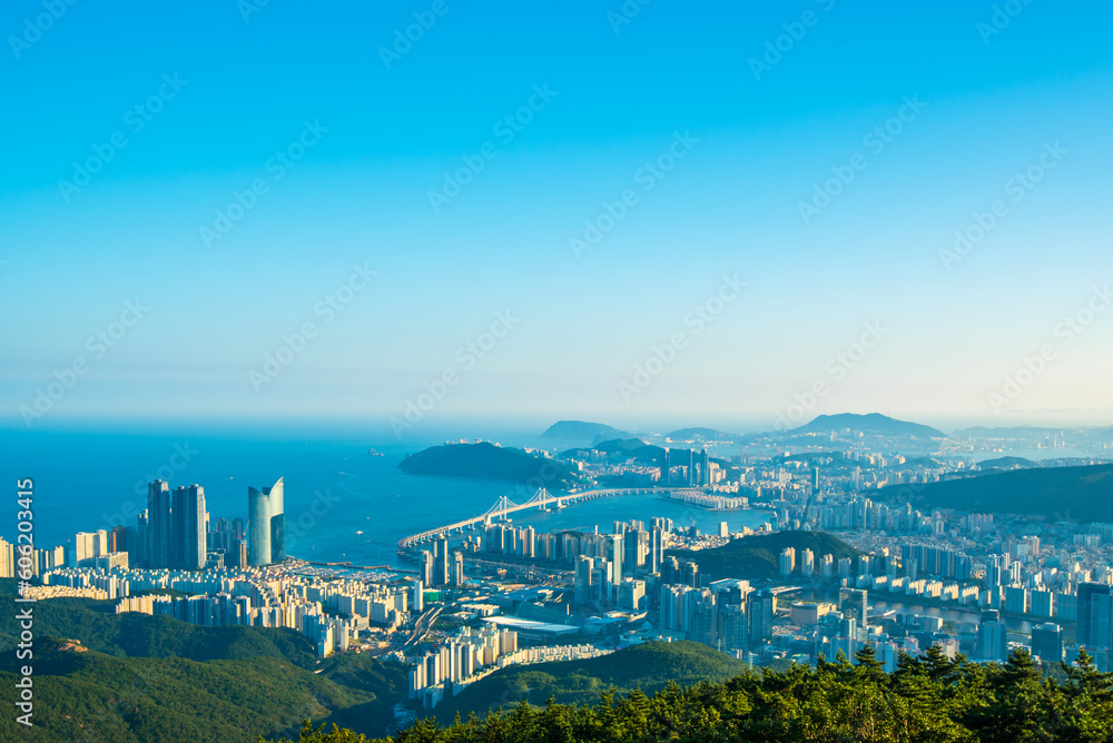 Busan City and Downtown skyline in Busan, South Korea.South Korea cityscapes